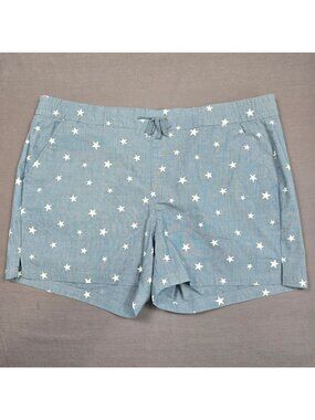 Magellan Outdoors Womens Blue Patriotic Star Print Shorts Size 1X